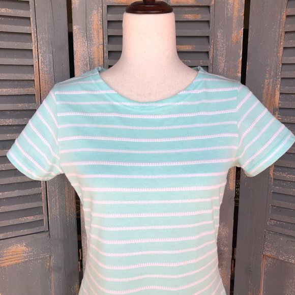 Sail to Sable Short Sleeve Textured Stripe Dress Cabbage Sz S - Picture 2 of 14
